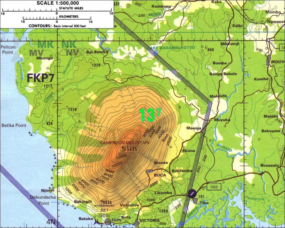 Карта вулкан камерун
